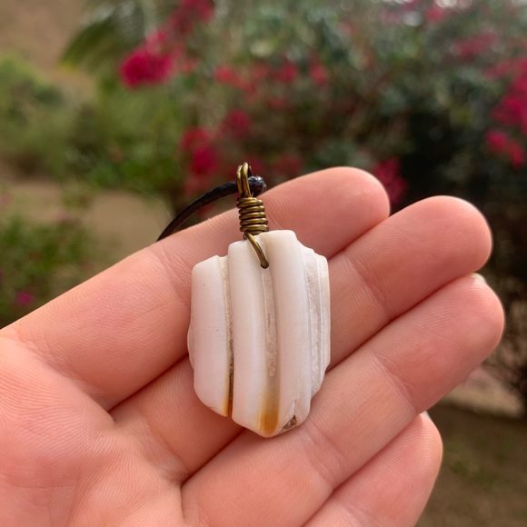 *SOLD* Sea tumbled horse tooth drilled necklace - Picture 2 of 5